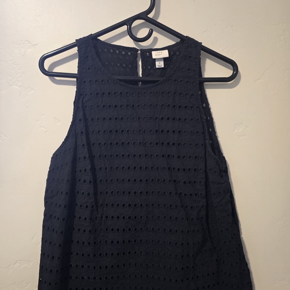 a new day Black Eyelet Sleeveless Blouse